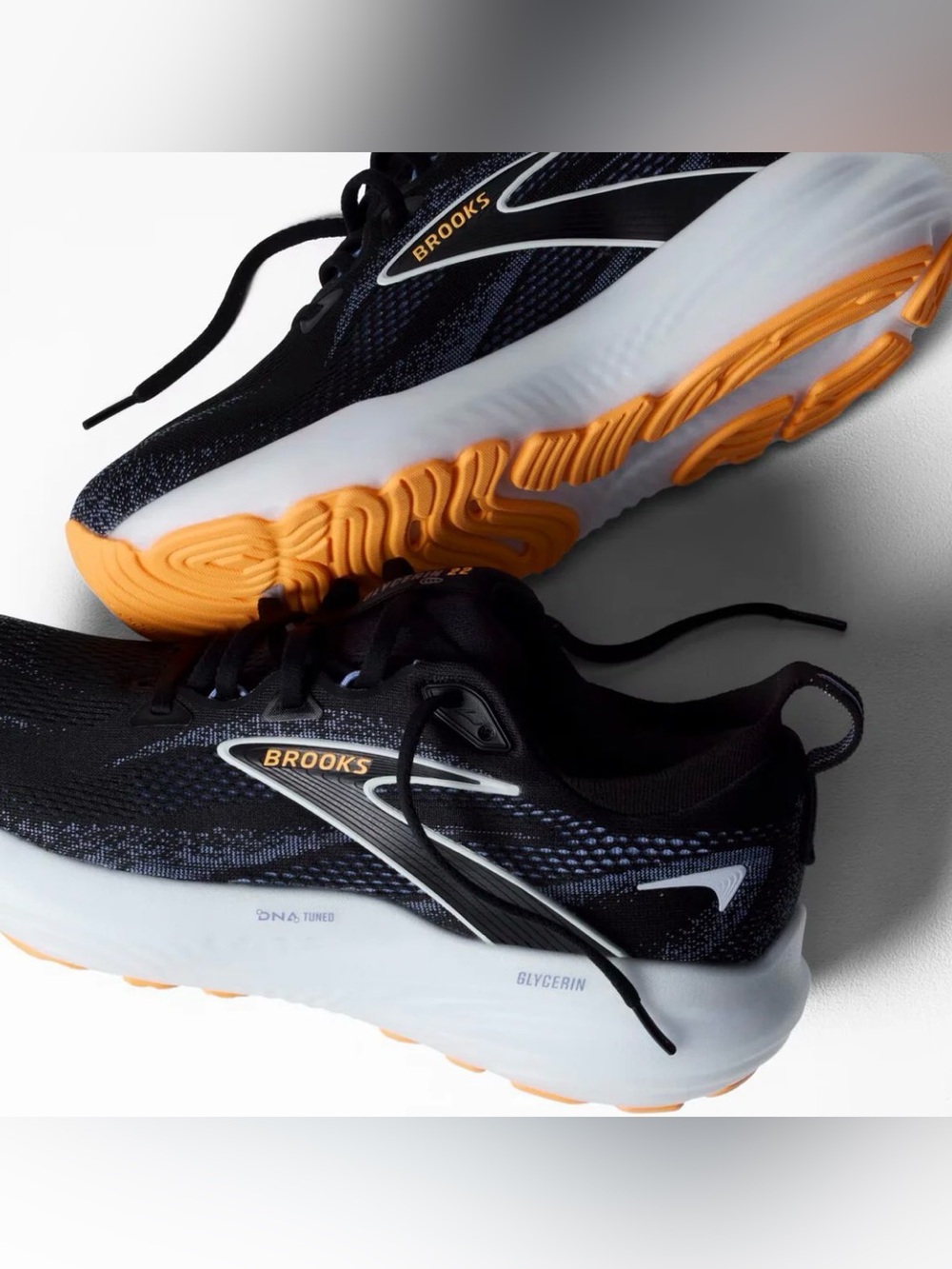 Brooks Men's Glycerin GTS 22 Running Shoes in Black and Orange 8.5
